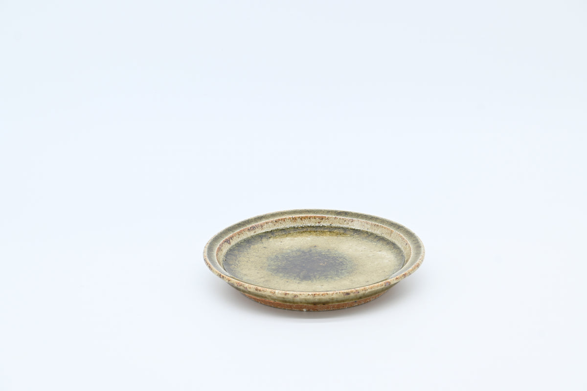 宮城陶器　5寸リムプレート（灰釉）/Miyagi Toki — 5-sun Rim Plate / Ash Glaze (Hai-yu)