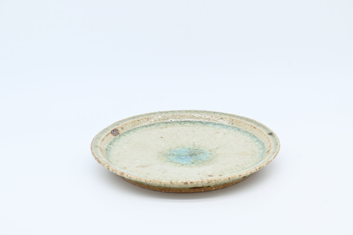 宮城陶器　7寸リムプレート（青磁釉）/Miyagi Toki — 7-sun Rim Plate / Celadon Glaze (Seiji-yu)