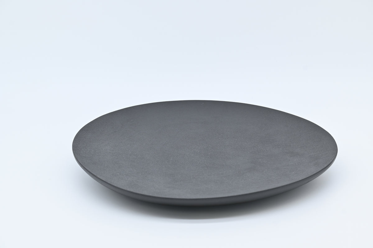 木漆工とけし 丸葉皿 1尺  黒/Moku-Shikko Tokeshi — Maruba (Round Leaf) Plate 1-shaku / Black
