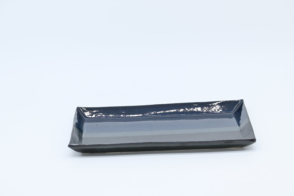 monohanako 陶器 長方板皿　M/ダークブルー＆ブラック/ monohanako — Rectangular Plate (M) / Dark Blue & Black