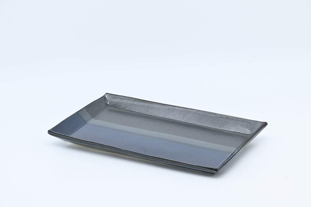 monohanako 陶器 長方板皿　M/ダークブルー＆ブラック/ monohanako — Rectangular Plate (M) / Dark Blue & Black